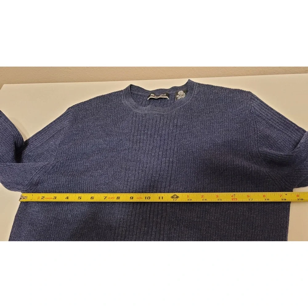 Vintage Brandini Merino Wool Sweater Mens Large Blue Ribbed Crewneck Romania